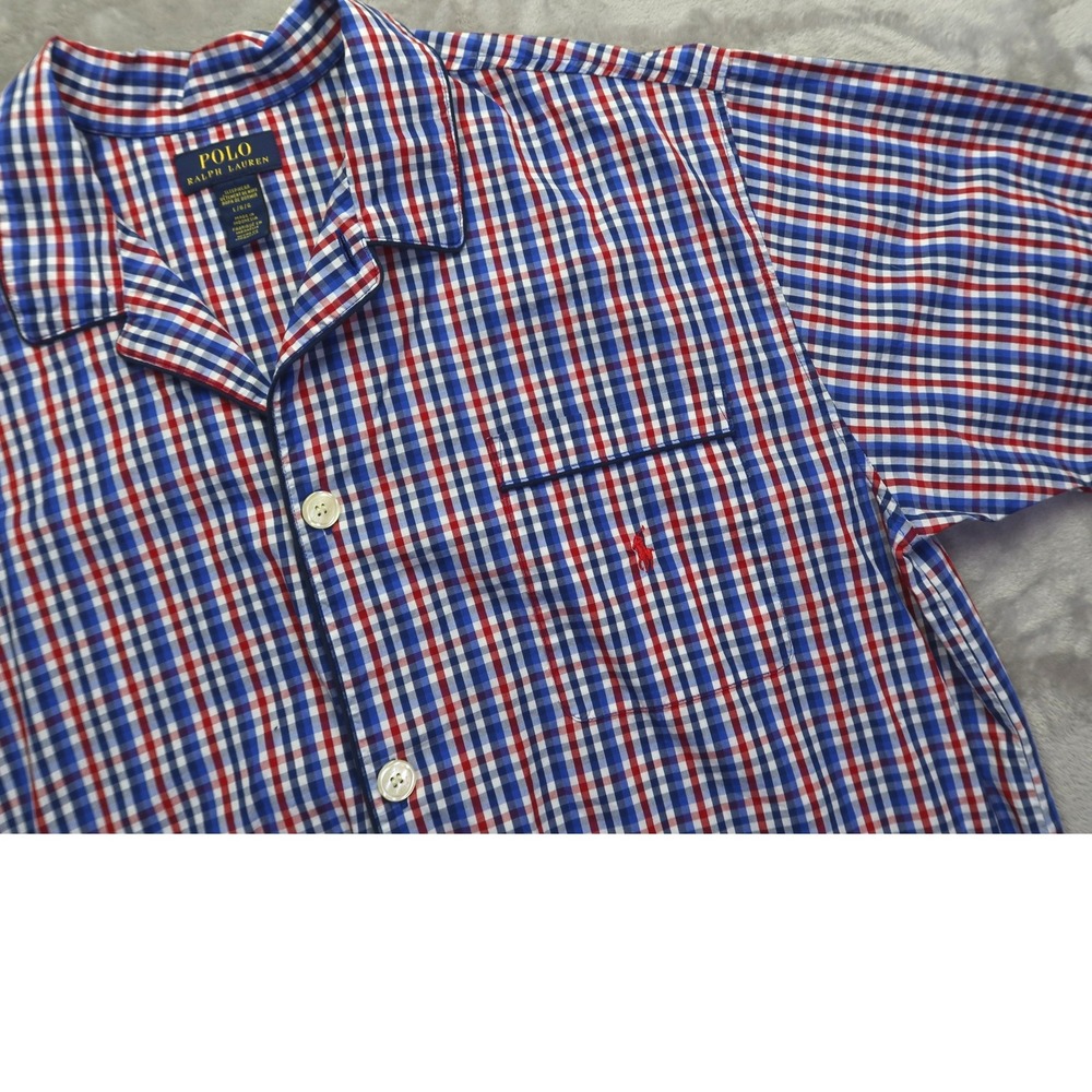 Polo Ralph Lauren Men's L Sleepwear Sleep Shirt Gingham Check‎ Short Sleeve